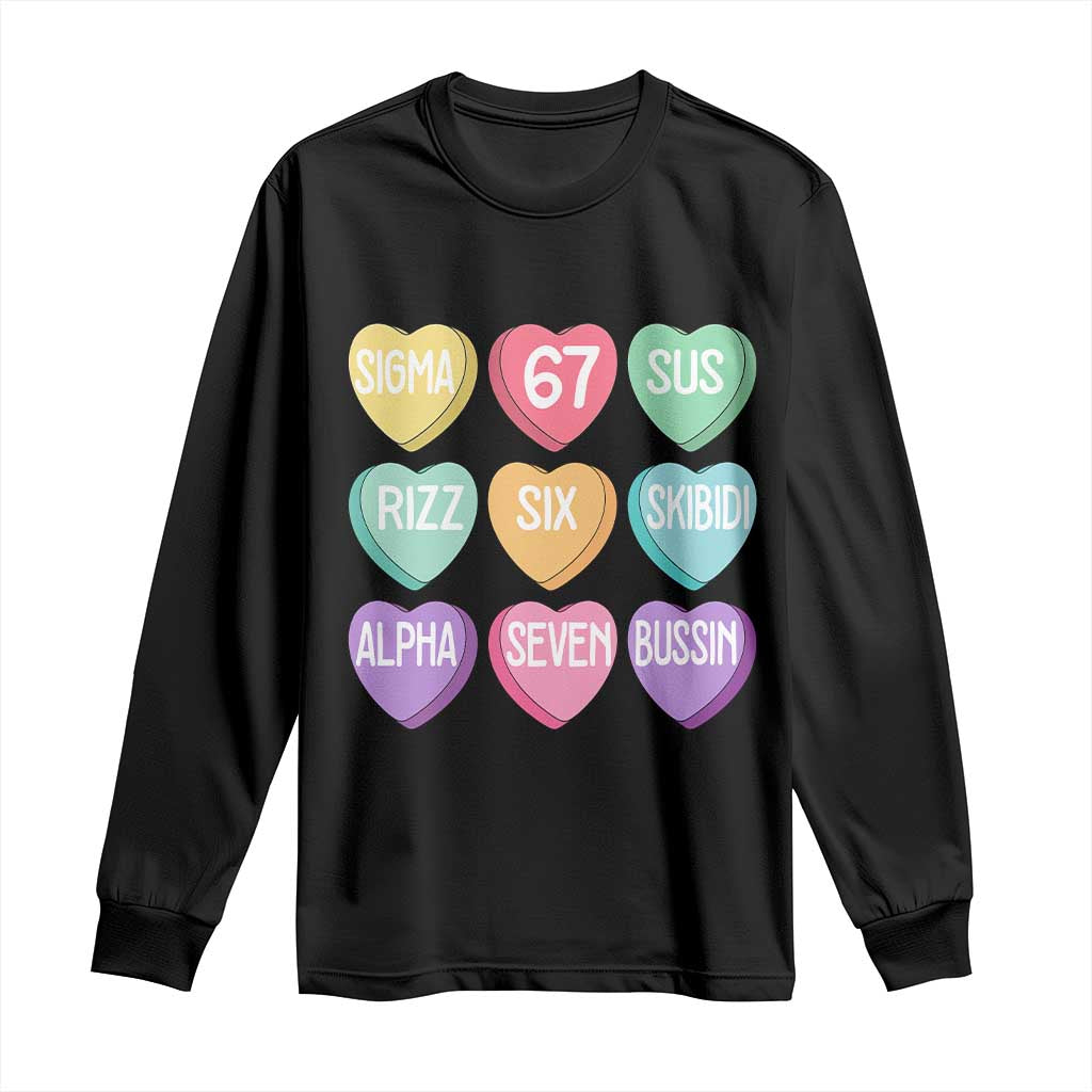 Funny Valentines Day 67 Meme Six Seven Sigma Rizz Heart Kids Long Sleeve Shirt