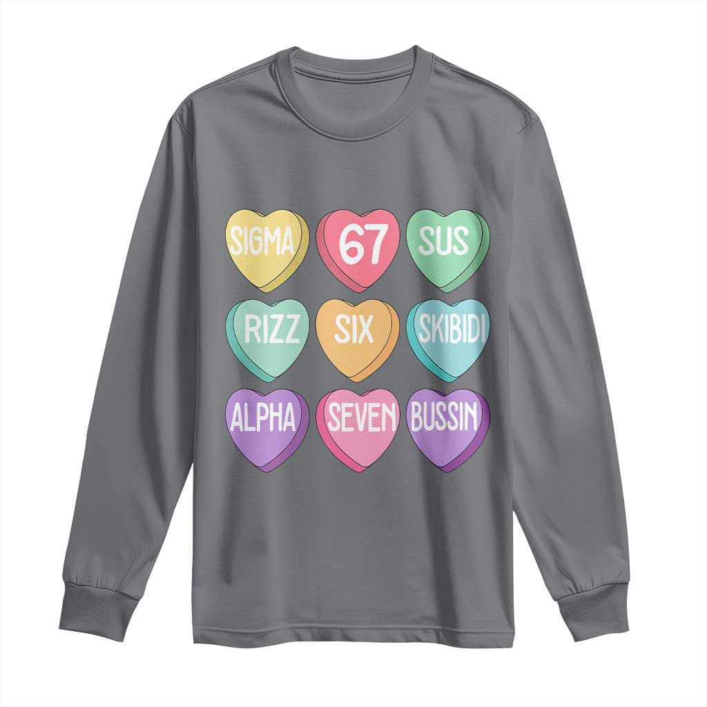 Funny Valentines Day 67 Meme Six Seven Sigma Rizz Heart Kids Long Sleeve Shirt