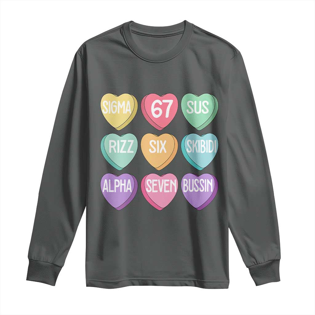Funny Valentines Day 67 Meme Six Seven Sigma Rizz Heart Kids Long Sleeve Shirt