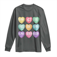 Funny Valentines Day 67 Meme Six Seven Sigma Rizz Heart Kids Long Sleeve Shirt