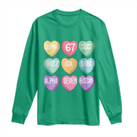 Funny Valentines Day 67 Meme Six Seven Sigma Rizz Heart Kids Long Sleeve Shirt