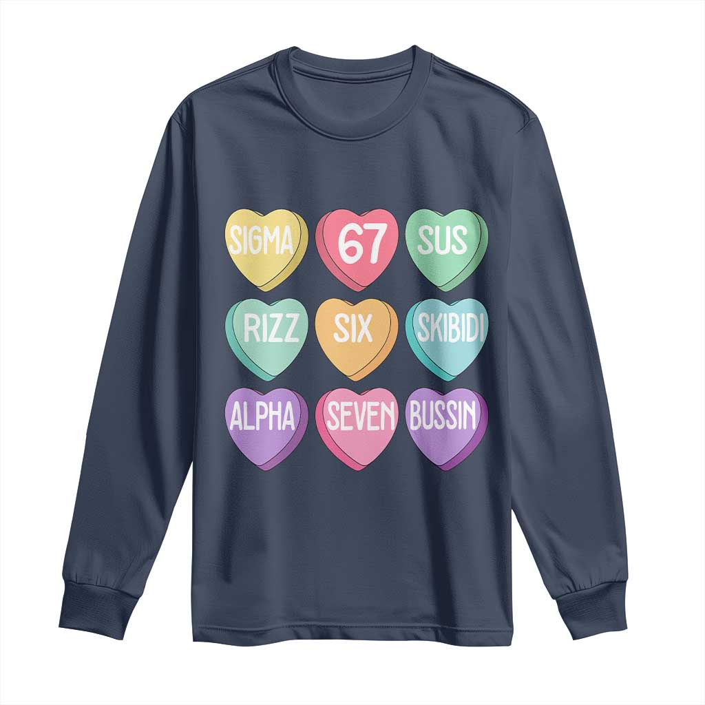 Funny Valentines Day 67 Meme Six Seven Sigma Rizz Heart Kids Long Sleeve Shirt