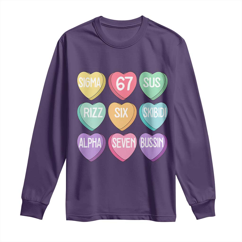 Funny Valentines Day 67 Meme Six Seven Sigma Rizz Heart Kids Long Sleeve Shirt