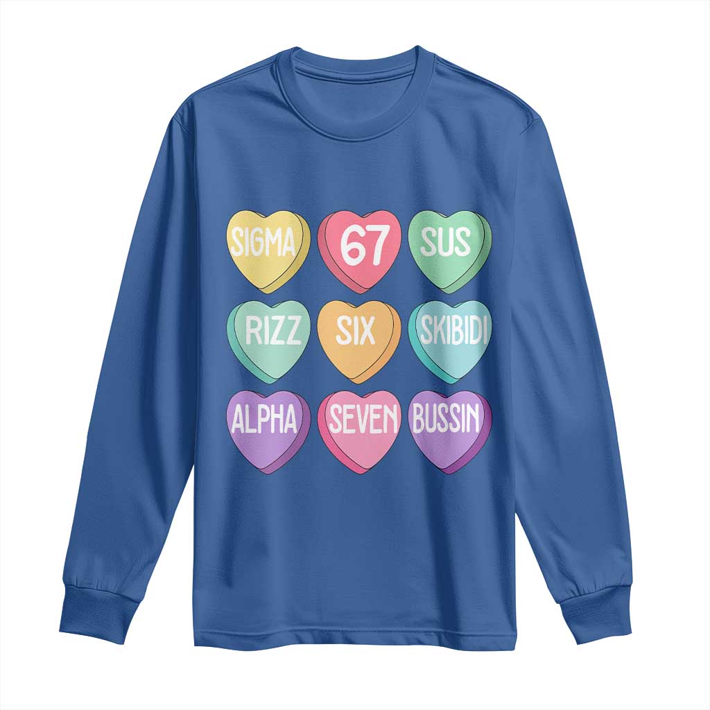 Funny Valentines Day 67 Meme Six Seven Sigma Rizz Heart Kids Long Sleeve Shirt