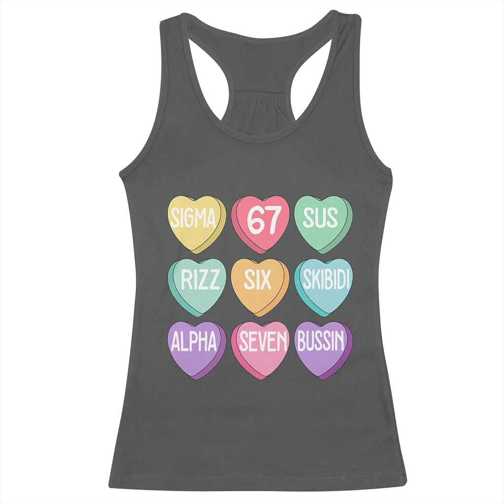 Funny Valentines Day 67 Meme Six Seven Sigma Rizz Heart Kids Racerback Tank Top