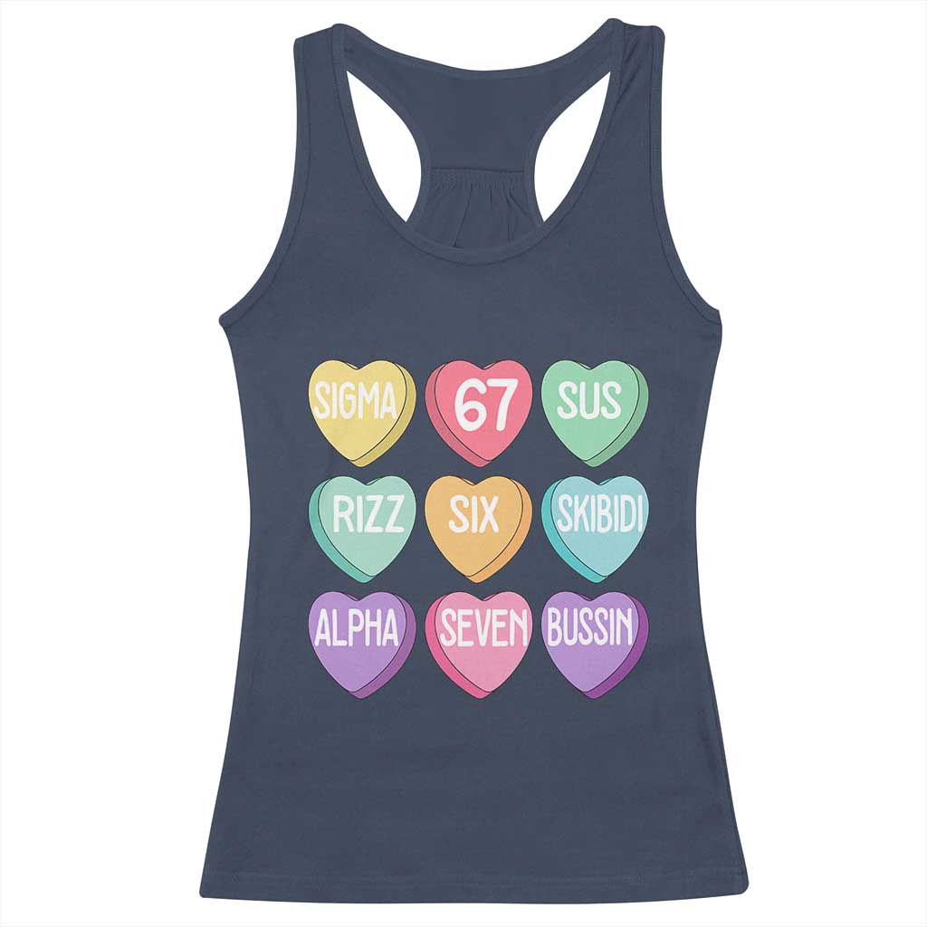 Funny Valentines Day 67 Meme Six Seven Sigma Rizz Heart Kids Racerback Tank Top