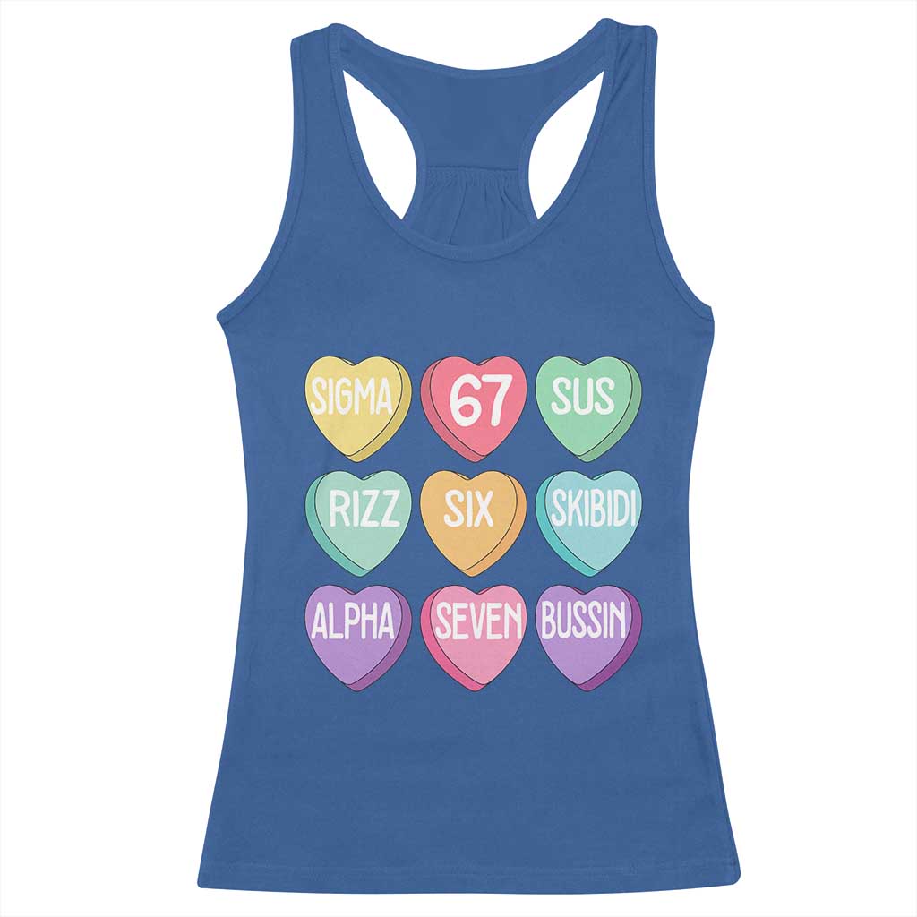 Funny Valentines Day 67 Meme Six Seven Sigma Rizz Heart Kids Racerback Tank Top