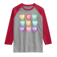 Funny Valentines Day 67 Meme Six Seven Sigma Rizz Heart Kids Raglan Shirt