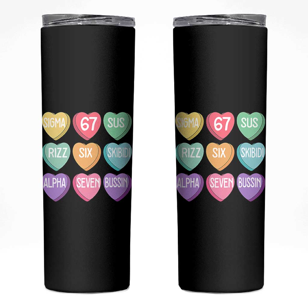 Funny Valentines Day 67 Meme Six Seven Sigma Rizz Heart Kids Skinny Tumbler