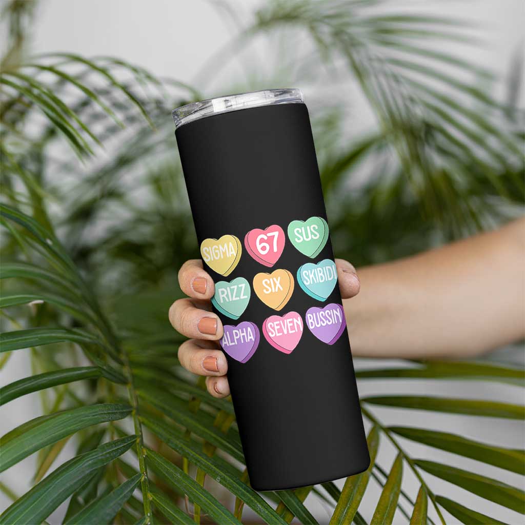 Funny Valentines Day 67 Meme Six Seven Sigma Rizz Heart Kids Skinny Tumbler