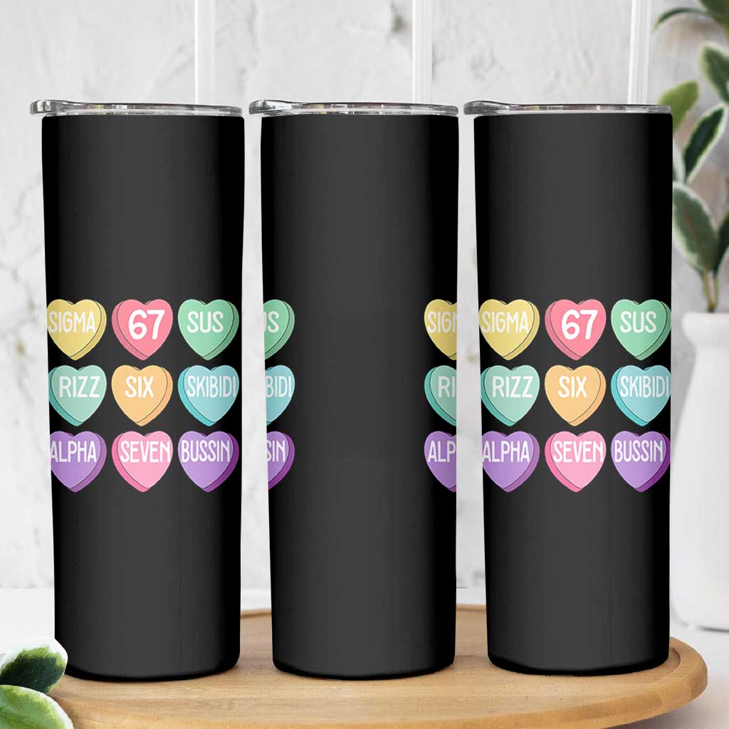 Funny Valentines Day 67 Meme Six Seven Sigma Rizz Heart Kids Skinny Tumbler