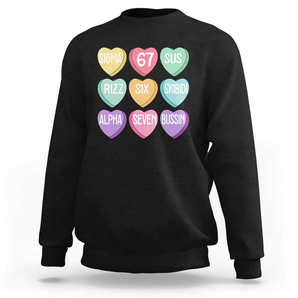 Funny Valentines Day 67 Meme Six Seven Sigma Rizz Heart Kids Sweatshirt