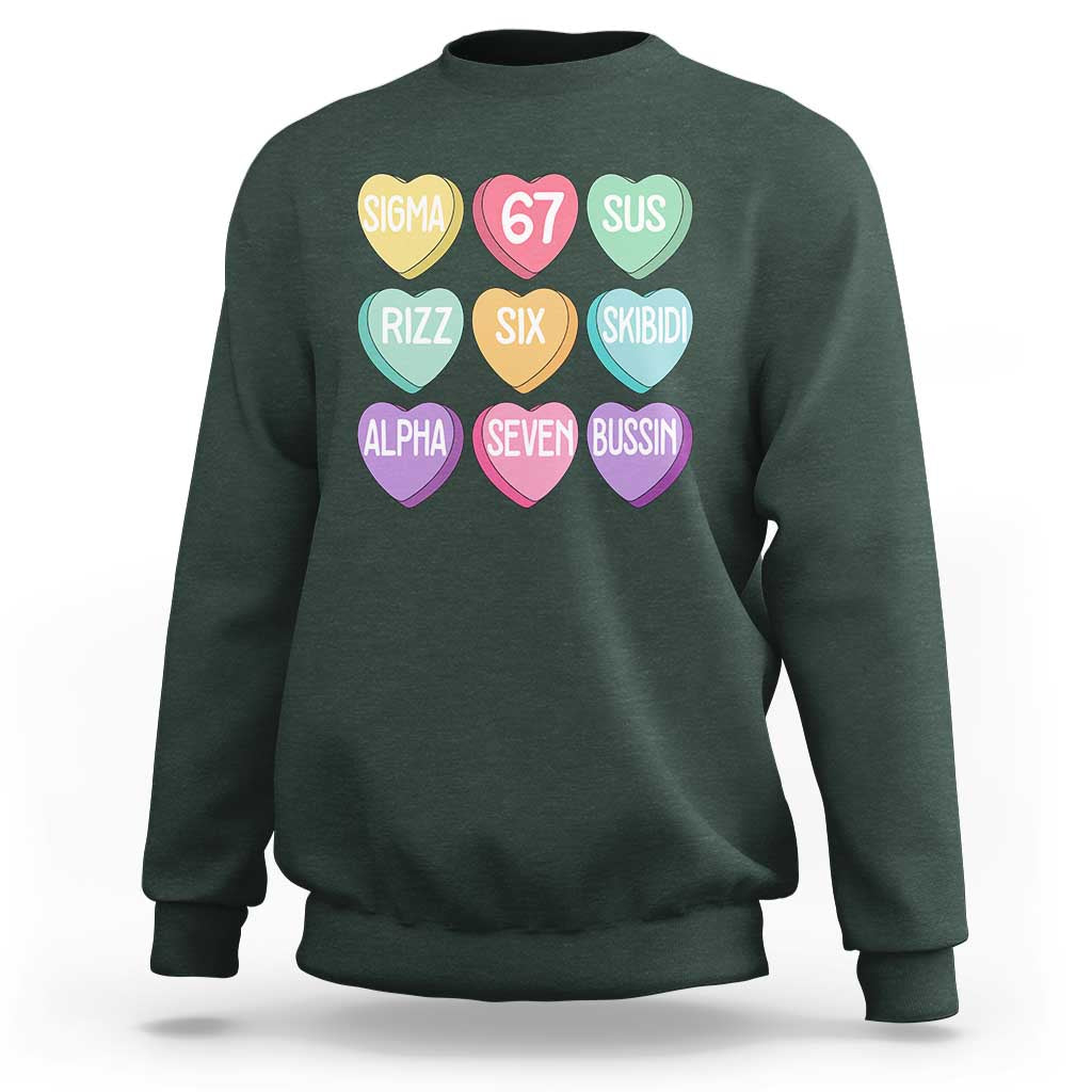 Funny Valentines Day 67 Meme Six Seven Sigma Rizz Heart Kids Sweatshirt