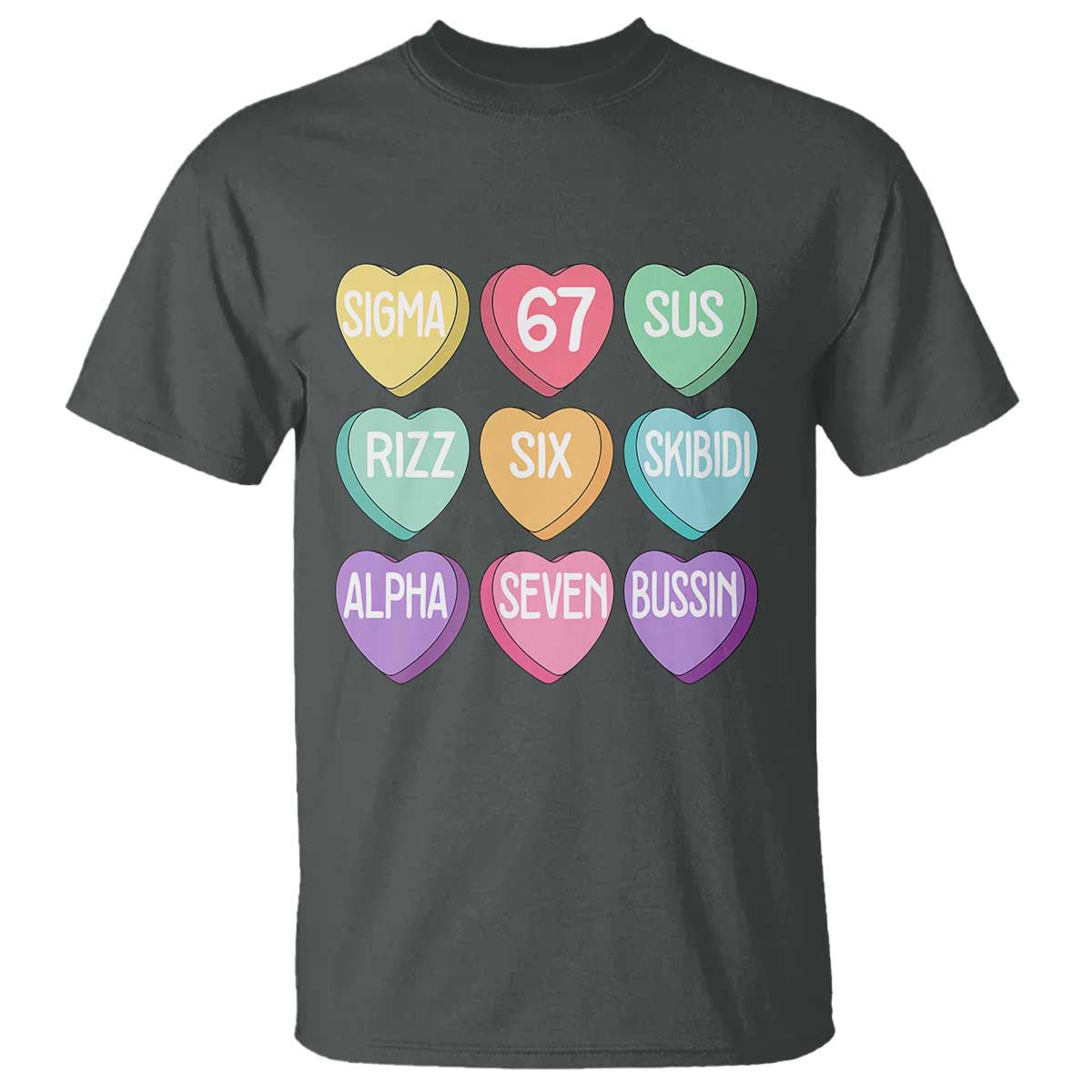 Funny Valentines Day 67 Meme Six Seven Sigma Rizz Heart Kids T Shirt