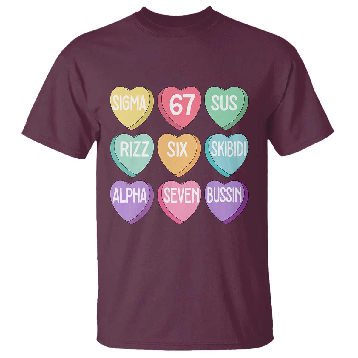 Funny Valentines Day 67 Meme Six Seven Sigma Rizz Heart Kids T Shirt