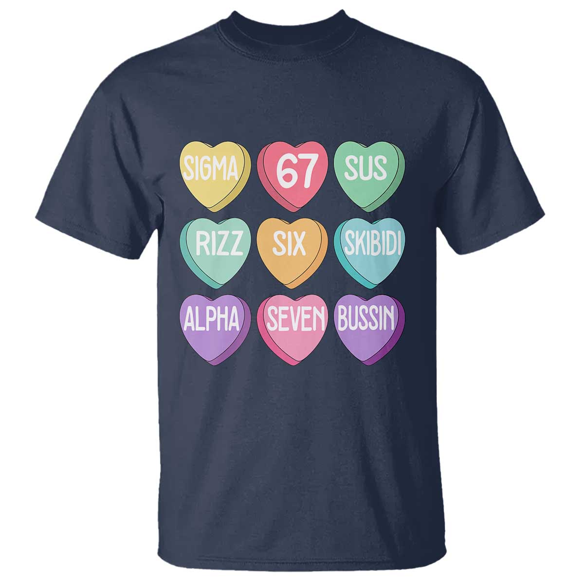 Funny Valentines Day 67 Meme Six Seven Sigma Rizz Heart Kids T Shirt