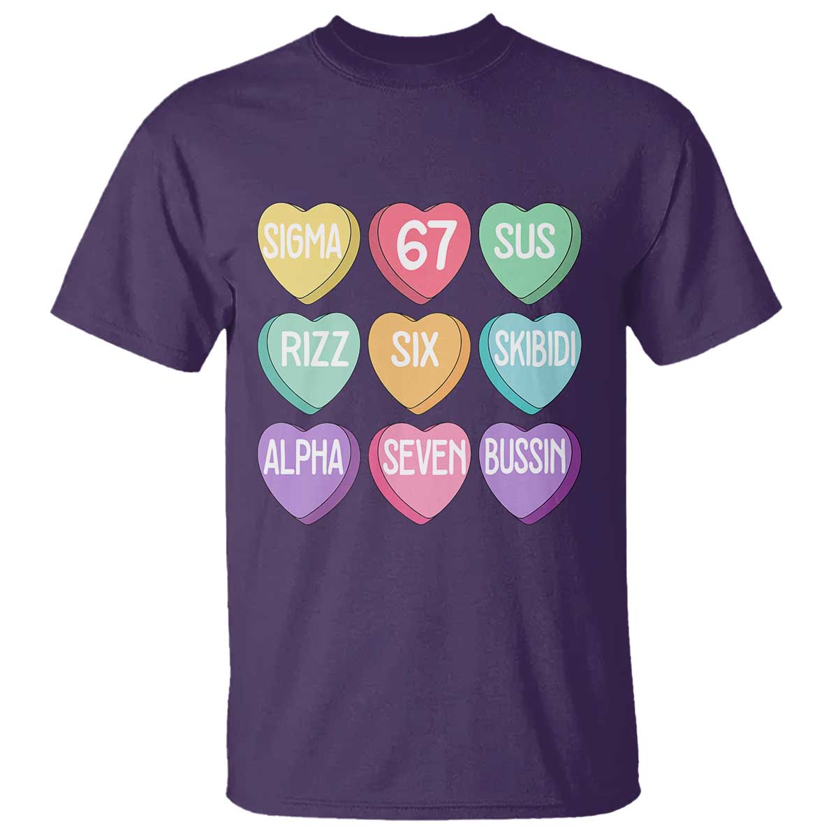 Funny Valentines Day 67 Meme Six Seven Sigma Rizz Heart Kids T Shirt