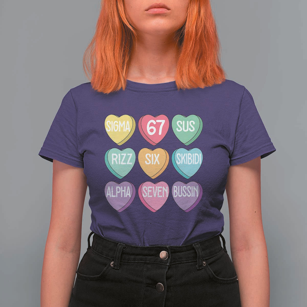 Funny Valentines Day 67 Meme Six Seven Sigma Rizz Heart Kids T Shirt For Women
