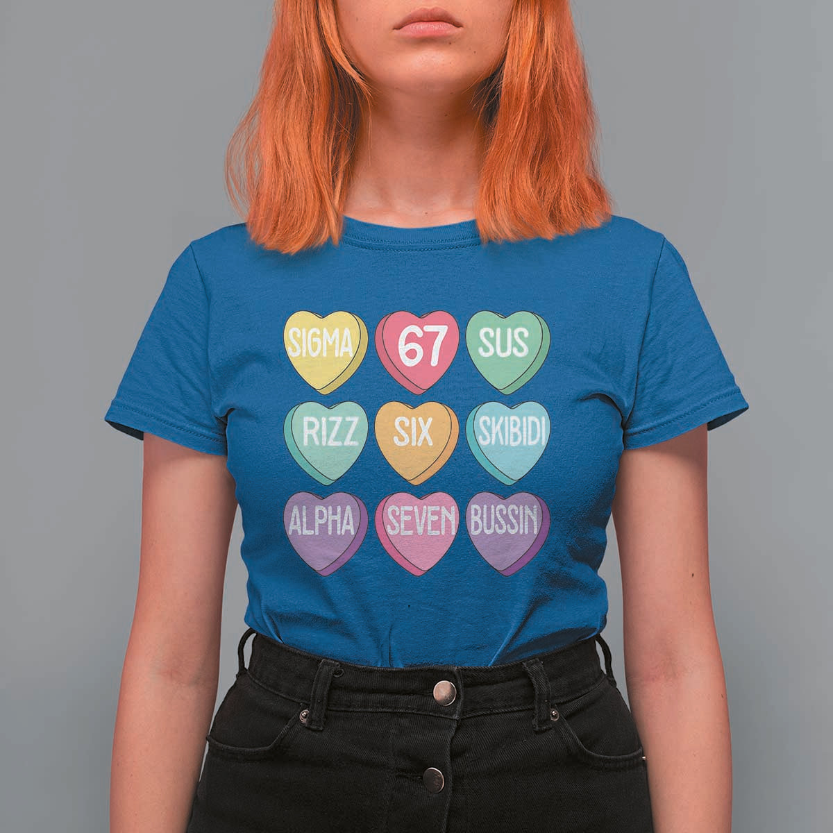 Funny Valentines Day 67 Meme Six Seven Sigma Rizz Heart Kids T Shirt For Women