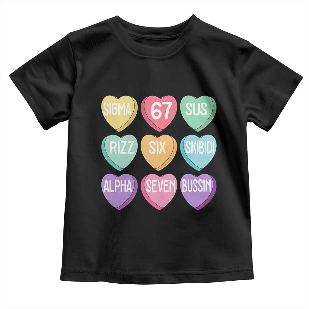 Funny Valentines Day 67 Meme Six Seven Sigma Rizz Heart Kids Toddler T Shirt