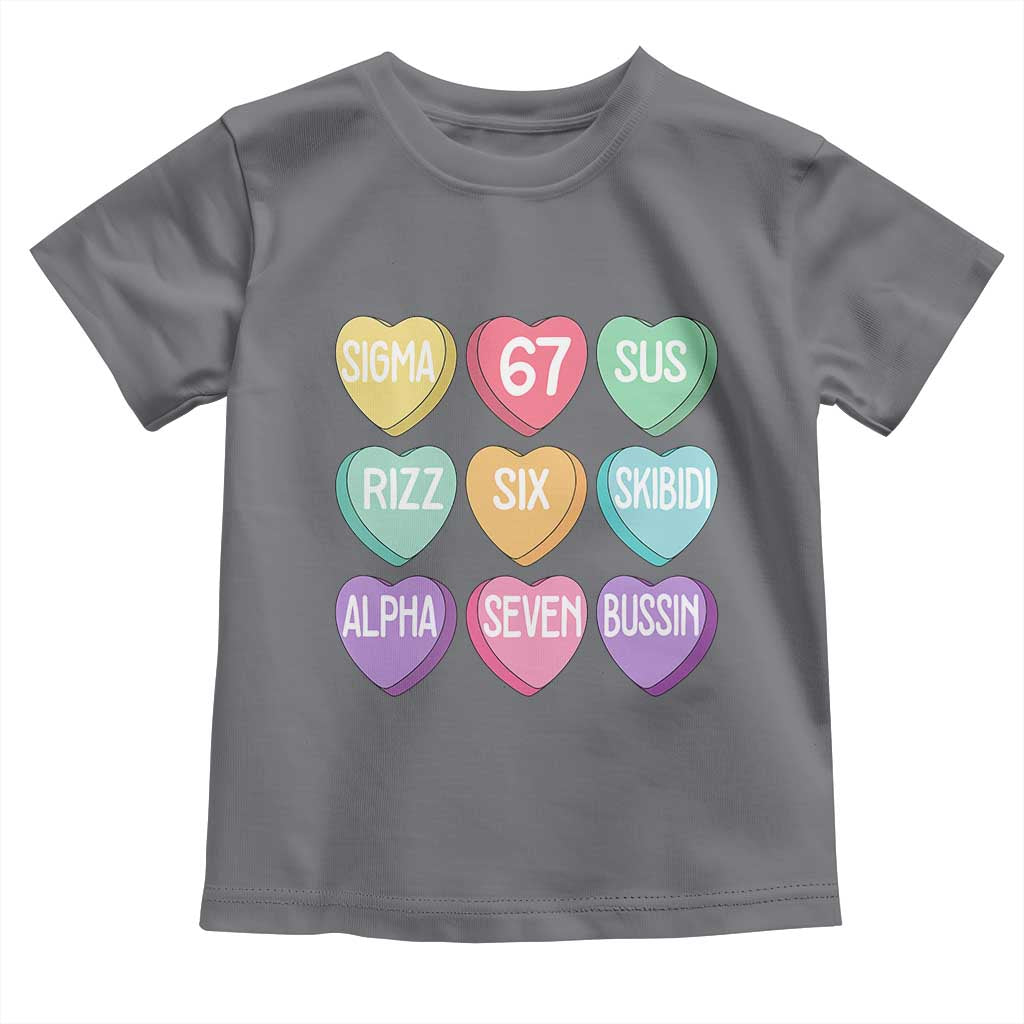 Funny Valentines Day 67 Meme Six Seven Sigma Rizz Heart Kids Toddler T Shirt