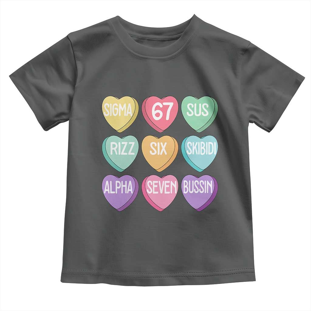 Funny Valentines Day 67 Meme Six Seven Sigma Rizz Heart Kids Toddler T Shirt