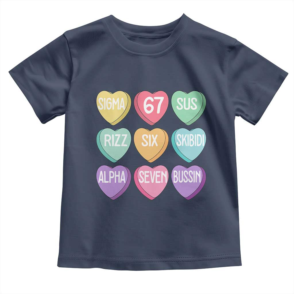 Funny Valentines Day 67 Meme Six Seven Sigma Rizz Heart Kids Toddler T Shirt