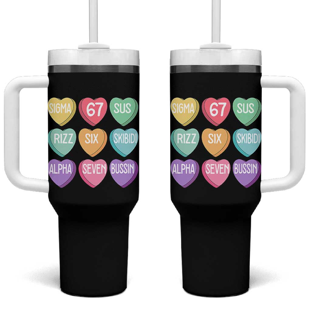 Funny Valentines Day 67 Meme Six Seven Sigma Rizz Heart Kids Tumbler With Handle
