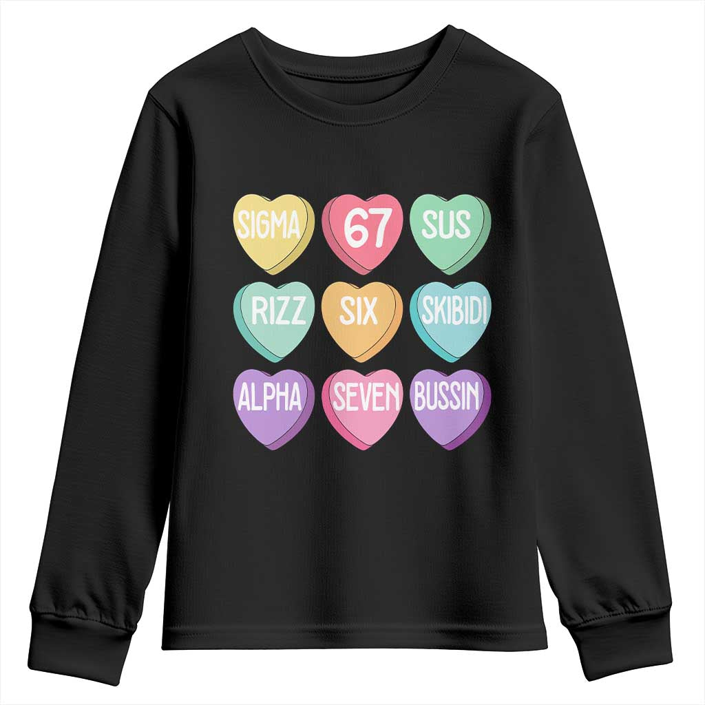 Funny Valentines Day 67 Meme Six Seven Sigma Rizz Heart Kids Youth Sweatshirt