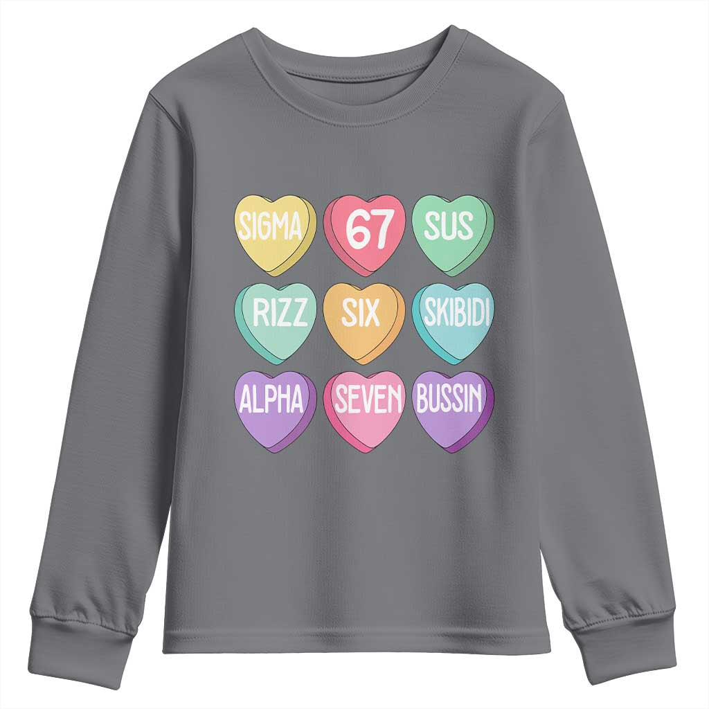 Funny Valentines Day 67 Meme Six Seven Sigma Rizz Heart Kids Youth Sweatshirt
