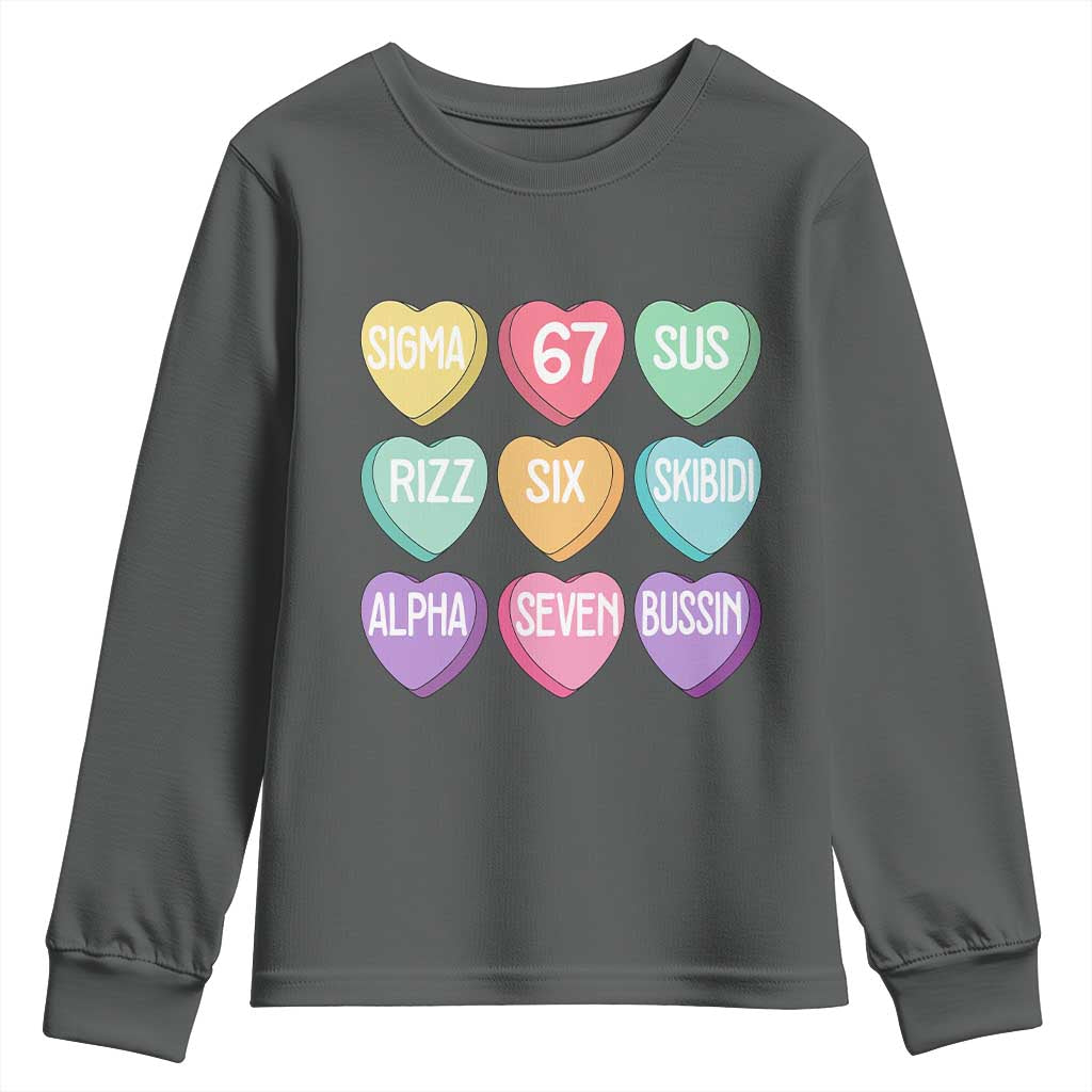 Funny Valentines Day 67 Meme Six Seven Sigma Rizz Heart Kids Youth Sweatshirt