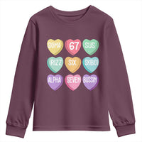 Funny Valentines Day 67 Meme Six Seven Sigma Rizz Heart Kids Youth Sweatshirt