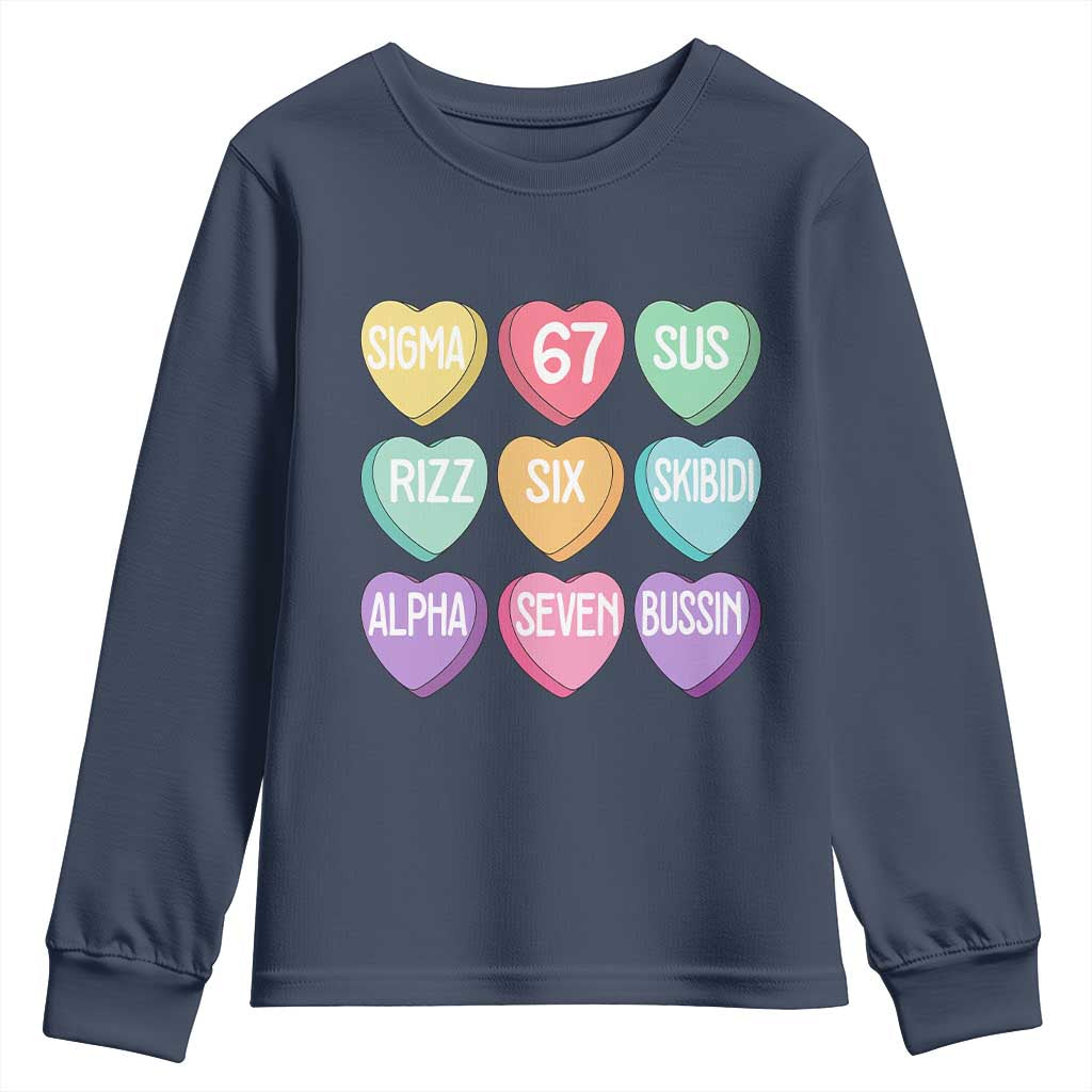 Funny Valentines Day 67 Meme Six Seven Sigma Rizz Heart Kids Youth Sweatshirt