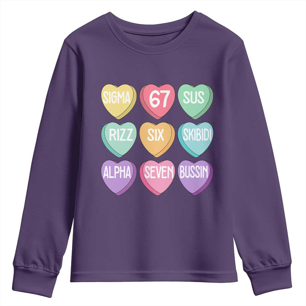 Funny Valentines Day 67 Meme Six Seven Sigma Rizz Heart Kids Youth Sweatshirt