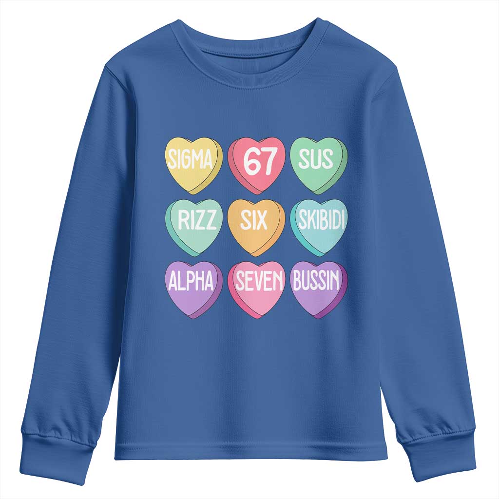 Funny Valentines Day 67 Meme Six Seven Sigma Rizz Heart Kids Youth Sweatshirt