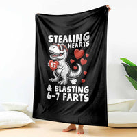 Funny 67 Meme Valentines Day Dinosaur Throw Blanket Stealing Hearts And Blasting 67 Farts