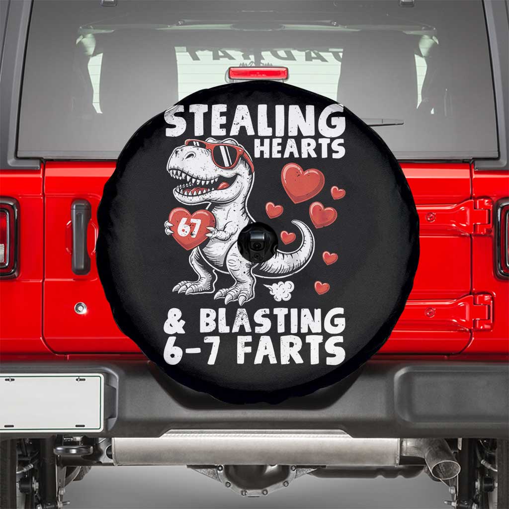 Funny 67 Meme Valentines Day Dinosaur Spare Tire Cover Stealing Hearts And Blasting 67 Farts
