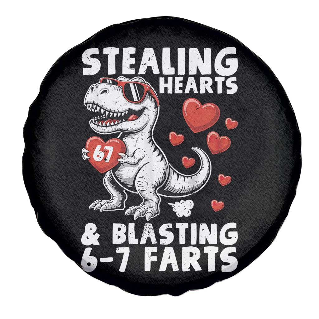 Funny 67 Meme Valentines Day Dinosaur Spare Tire Cover Stealing Hearts And Blasting 67 Farts