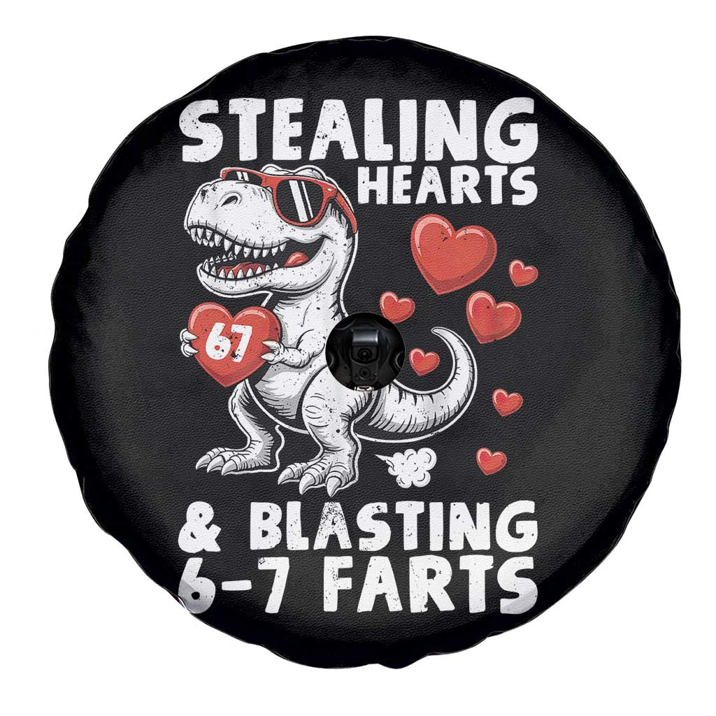 Funny 67 Meme Valentines Day Dinosaur Spare Tire Cover Stealing Hearts And Blasting 67 Farts