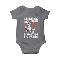 Funny 67 Meme Valentines Day Dinosaur Baby Onesie Stealing Hearts And Blasting 67 Farts