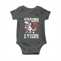 Funny 67 Meme Valentines Day Dinosaur Baby Onesie Stealing Hearts And Blasting 67 Farts