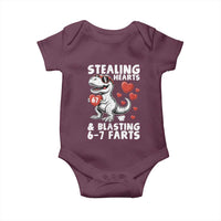 Funny 67 Meme Valentines Day Dinosaur Baby Onesie Stealing Hearts And Blasting 67 Farts