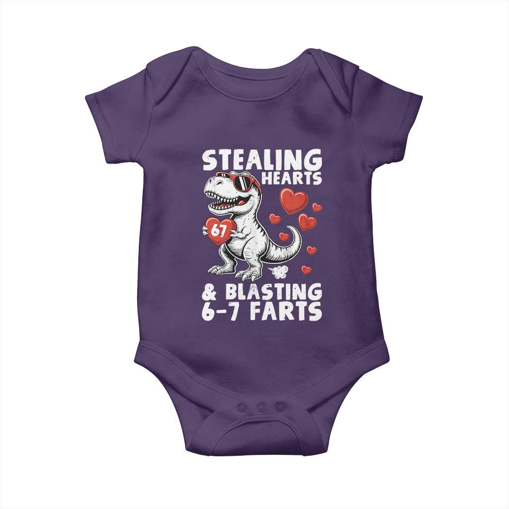 Funny 67 Meme Valentines Day Dinosaur Baby Onesie Stealing Hearts And Blasting 67 Farts