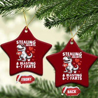 Funny 67 Meme Valentines Day Dinosaur Ceramic Ornament Stealing Hearts And Blasting 67 Farts