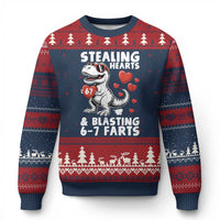 Funny 67 Meme Valentines Day Dinosaur Ugly Christmas Sweater Stealing Hearts And Blasting 67 Farts