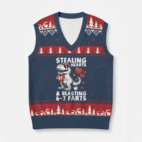 Funny 67 Meme Valentines Day Dinosaur V-Neck Knit Sweater Vest Stealing Hearts And Blasting 67 Farts