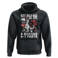 Funny 67 Meme Valentines Day Dinosaur Hoodie Stealing Hearts And Blasting 67 Farts