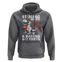 Funny 67 Meme Valentines Day Dinosaur Hoodie Stealing Hearts And Blasting 67 Farts