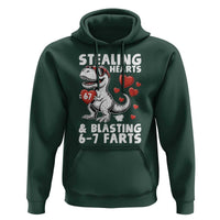 Funny 67 Meme Valentines Day Dinosaur Hoodie Stealing Hearts And Blasting 67 Farts