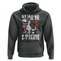 Funny 67 Meme Valentines Day Dinosaur Hoodie Stealing Hearts And Blasting 67 Farts